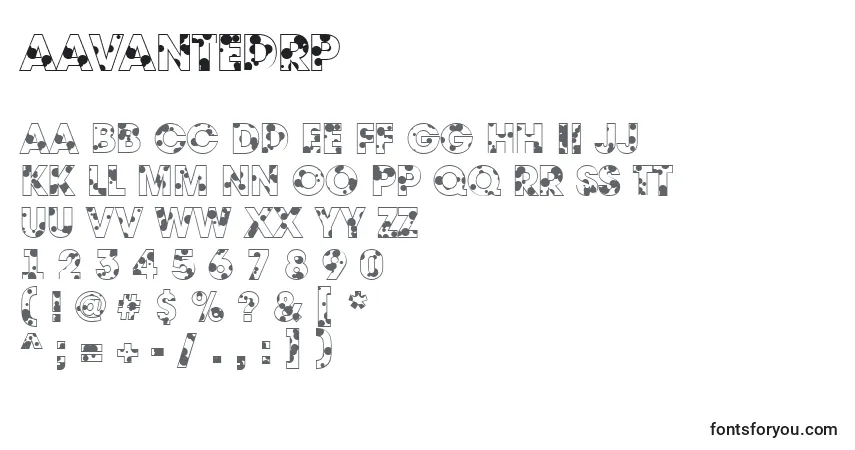 Fuente AAvantedrp - alfabeto, números, caracteres especiales