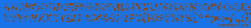 フォントAAvantedrp – 茶色の文字が青い背景にあります。