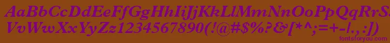 PlantinstdBolditalic Font – Purple Fonts on Brown Background