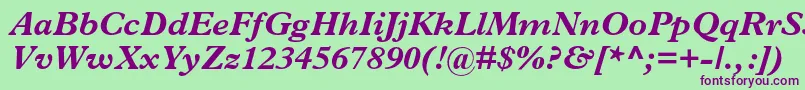 PlantinstdBolditalic Font – Purple Fonts on Green Background