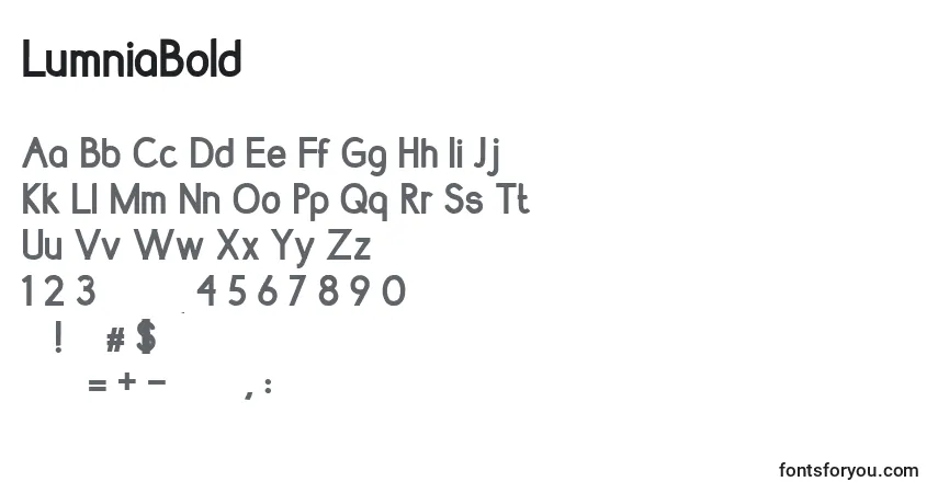 Шрифт LumniaBold – алфавит, цифры, специальные символы