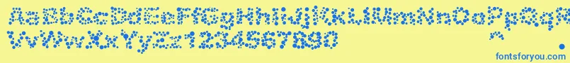 Alphabet05-fontti – siniset fontit keltaisella taustalla