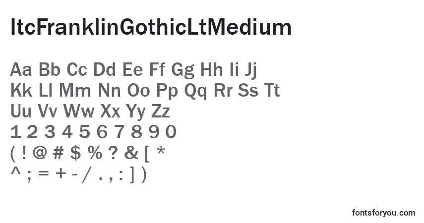 A fonte ItcFranklinGothicLtMedium – alfabeto, números, caracteres especiais