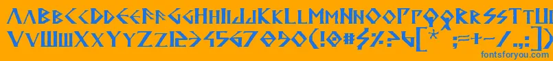 Anglodavek Font – Blue Fonts on Orange Background