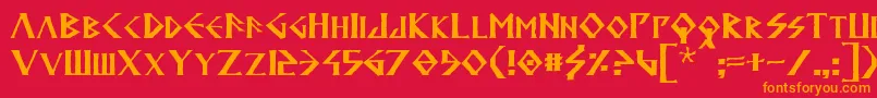 フォントAnglodavek – 赤い背景にオレンジの文字