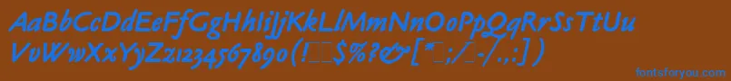 ClaudeSansBoldItalicLetPlain.1.0 Font – Blue Fonts on Brown Background