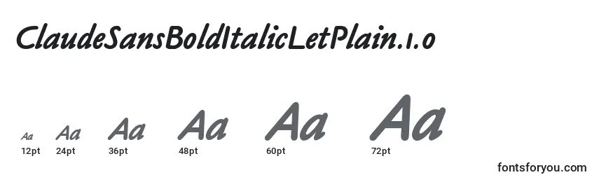 Размеры шрифта ClaudeSansBoldItalicLetPlain.1.0
