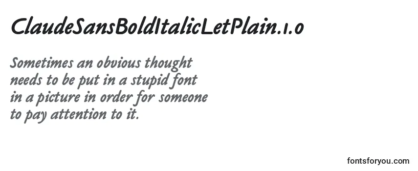 Review of the ClaudeSansBoldItalicLetPlain.1.0 Font