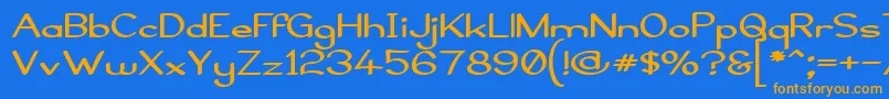 フォントElfarNormalBoldG98 – オレンジ色の文字が青い背景にあります。