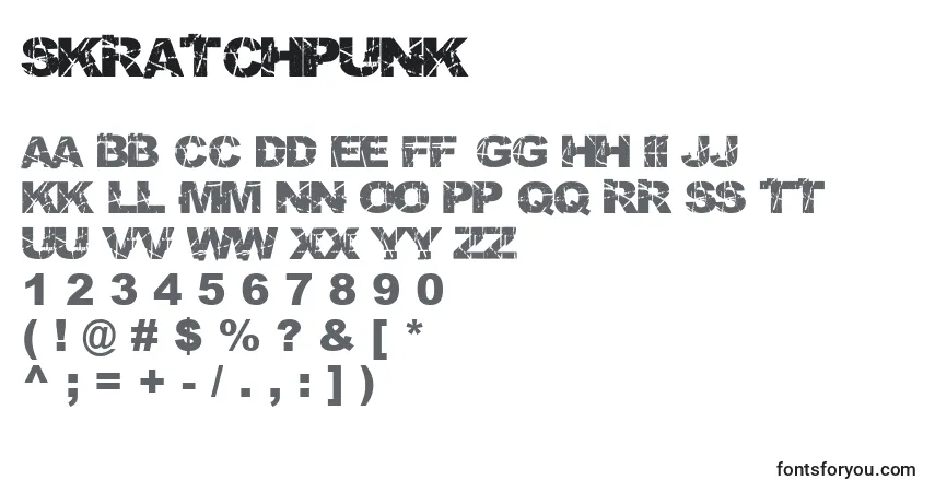 A fonte SkratchPunk – alfabeto, números, caracteres especiais