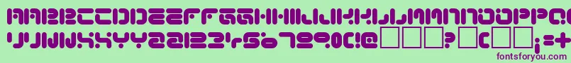 フォントFunknus – 緑の背景に紫のフォント