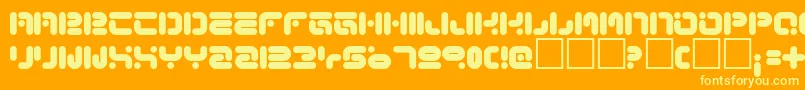 Funknus-Schriftart – Gelbe Schriften auf orangefarbenem Hintergrund