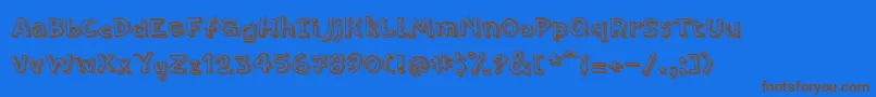 PfamateurLineshadow-Schriftart – Braune Schriften auf blauem Hintergrund