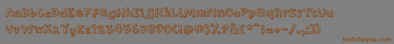 フォントPfamateurLineshadow – 茶色の文字が灰色の背景にあります。