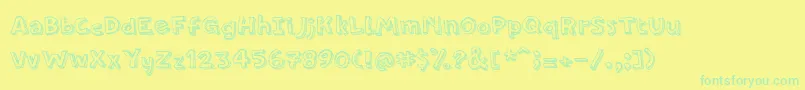 フォントPfamateurLineshadow – 黄色い背景に緑の文字