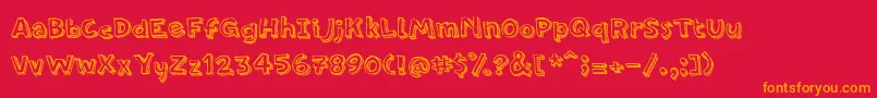 フォントPfamateurLineshadow – 赤い背景にオレンジの文字