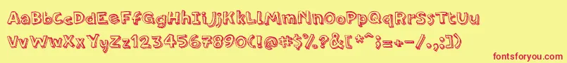 PfamateurLineshadow Font – Red Fonts on Yellow Background