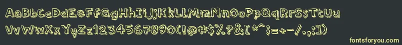 フォントPfamateurLineshadow – 黒い背景に黄色の文字