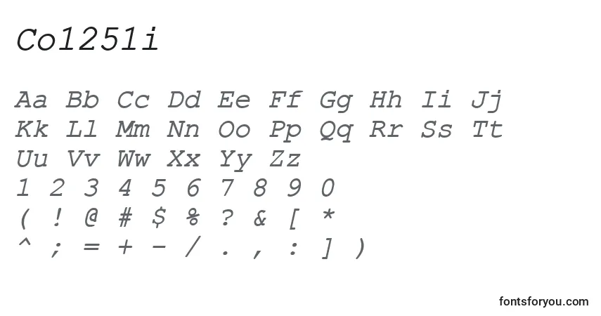 A fonte Co1251i – alfabeto, números, caracteres especiais