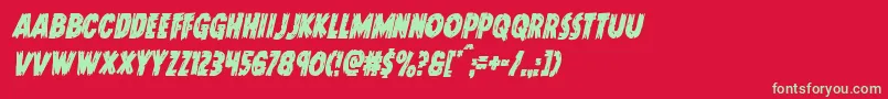 フォントDoktermonstrocondital – 赤い背景に緑の文字