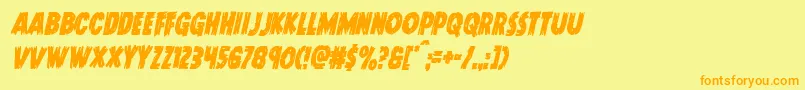 Doktermonstrocondital-Schriftart – Orangefarbene Schriften auf gelbem Hintergrund