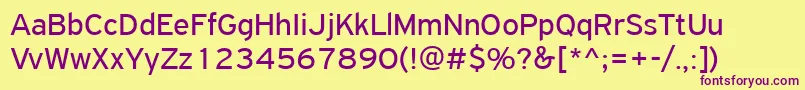 Fonte PfhighwaysansproRegular – fontes roxas em um fundo amarelo