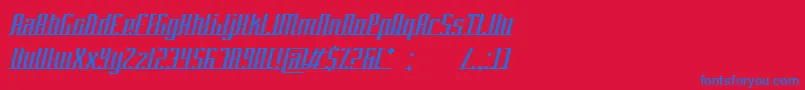 PlatformEightConnection-Schriftart – Blaue Schriften auf rotem Hintergrund