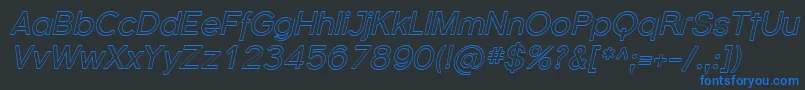 FlorencesansOutlineItalic-fontti – siniset fontit mustalla taustalla
