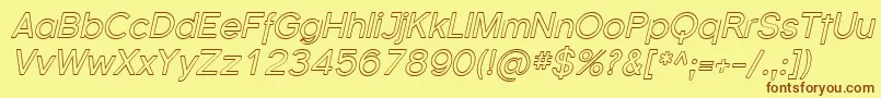 Fonte FlorencesansOutlineItalic – fontes marrons em um fundo amarelo