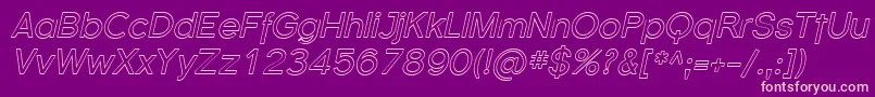 Weitere Informationen zur FlorencesansOutlineItalic-Schriftart FlorencesansOutlineItalic-Schriftart – Rosa Schriften auf violettem Hintergrund