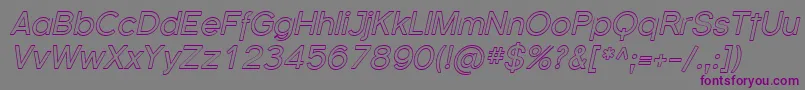 フォントFlorencesansOutlineItalic – 紫色のフォント、灰色の背景
