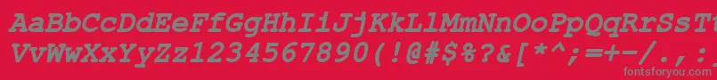 ErKurier866BoldItalic Font – Gray Fonts on Red Background