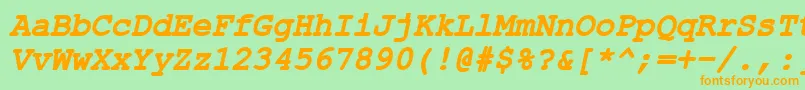 フォントErKurier866BoldItalic – オレンジの文字が緑の背景にあります。