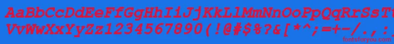 ErKurier866BoldItalic-Schriftart – Rote Schriften auf blauem Hintergrund