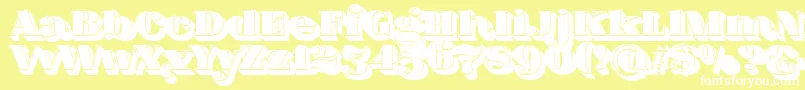 FatFlamingo5ShadowFill Font – White Fonts on Yellow Background