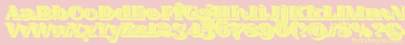 FatFlamingo5ShadowFill-Schriftart – Gelbe Schriften auf rosa Hintergrund