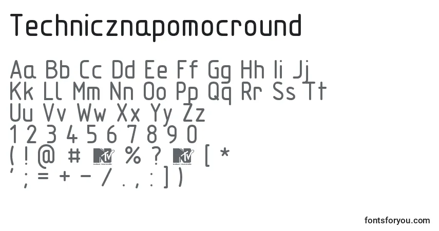 Schriftart Technicznapomocround – Alphabet, Zahlen, spezielle Symbole