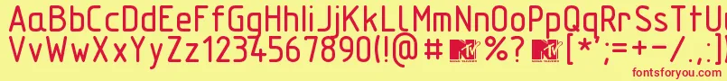 Technicznapomocround Font – Red Fonts on Yellow Background