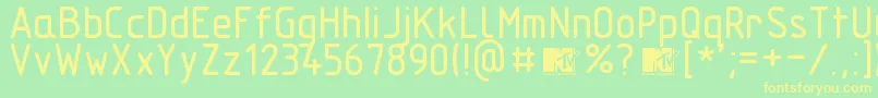 Technicznapomocround Font – Yellow Fonts on Green Background