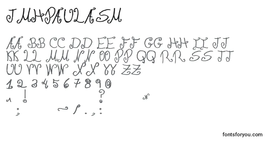 A fonte JmhPaulaSm – alfabeto, números, caracteres especiais