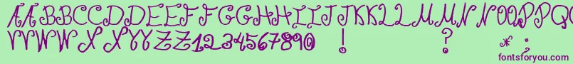 JmhPaulaSm Font – Purple Fonts on Green Background