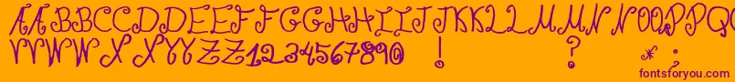 JmhPaulaSm-fontti – violetit fontit oranssilla taustalla