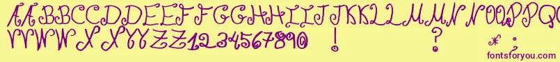 JmhPaulaSm Font – Purple Fonts on Yellow Background