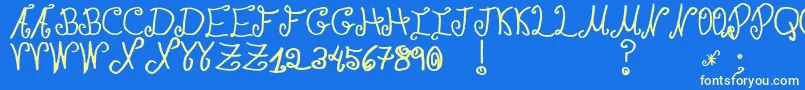 フォントJmhPaulaSm – 黄色の文字、青い背景