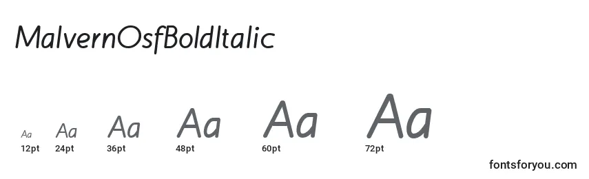 Размеры шрифта MalvernOsfBoldItalic