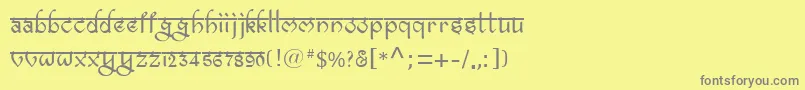フォントBitlingravish – 黄色の背景に灰色の文字