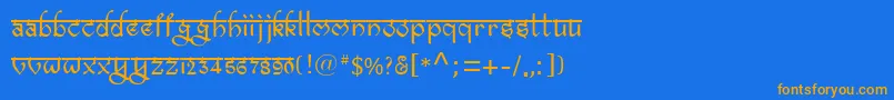 Bitlingravish-Schriftart – Orangefarbene Schriften auf blauem Hintergrund