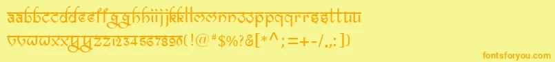 Bitlingravish-Schriftart – Orangefarbene Schriften auf gelbem Hintergrund