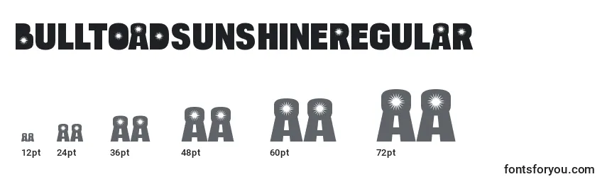 sizes of bulltoadsunshineregular font, bulltoadsunshineregular sizes