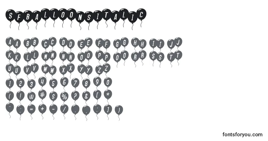 SfBalloonsItalic Font – alphabet, numbers, special characters